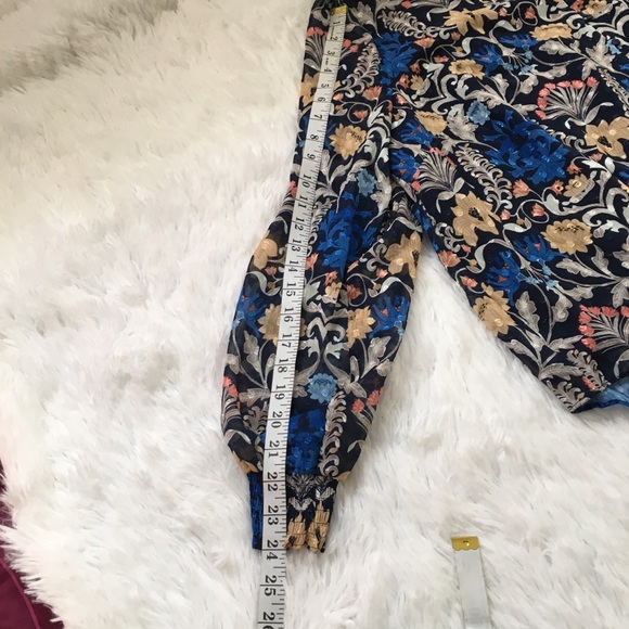 INC blouse Floral Print  Brit top smocked plus size buttons up front tie - Picture 8 of 15